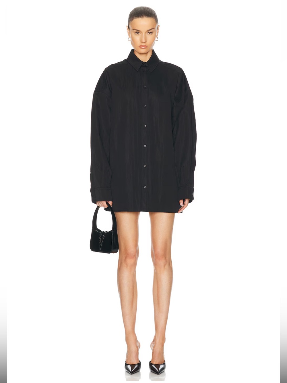 Like New WARDROBE.NYC Black Drill Shirt Mini Dress Size M